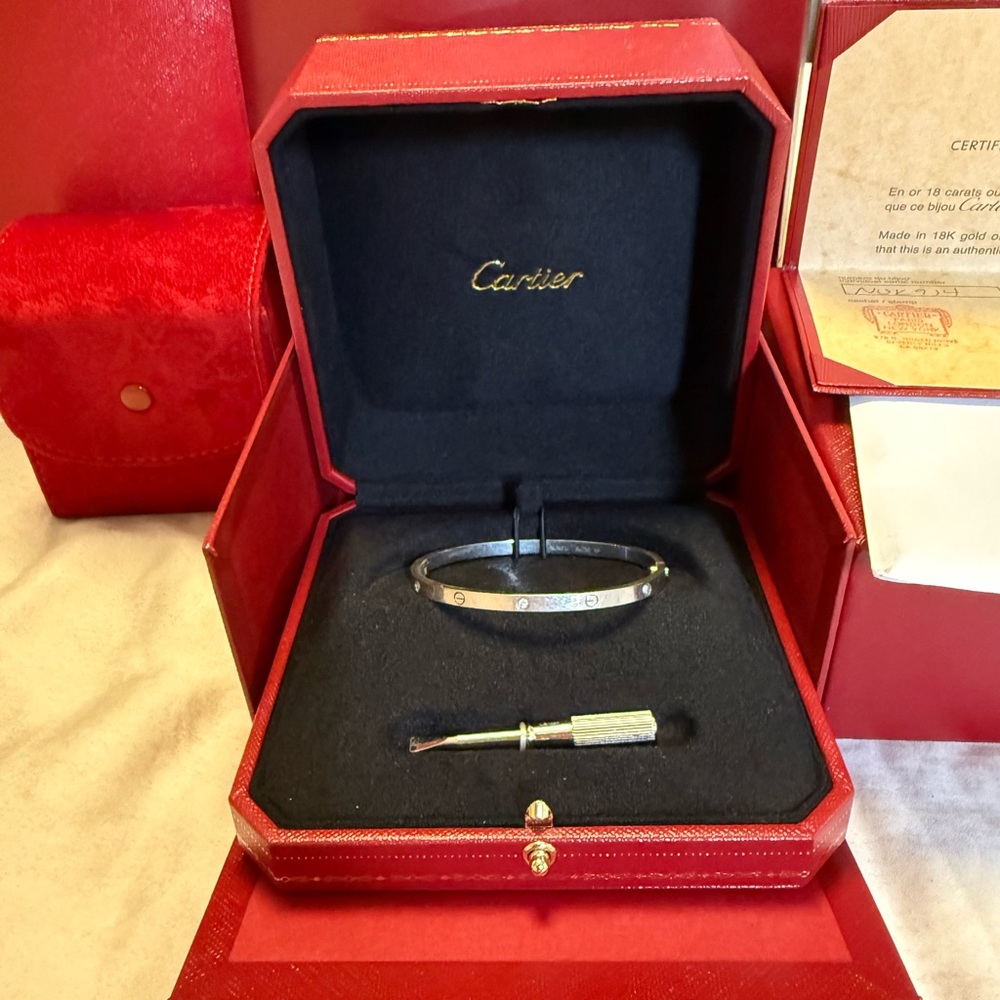 Cartier Love Bracelet in 18K white gold with Screwdriver